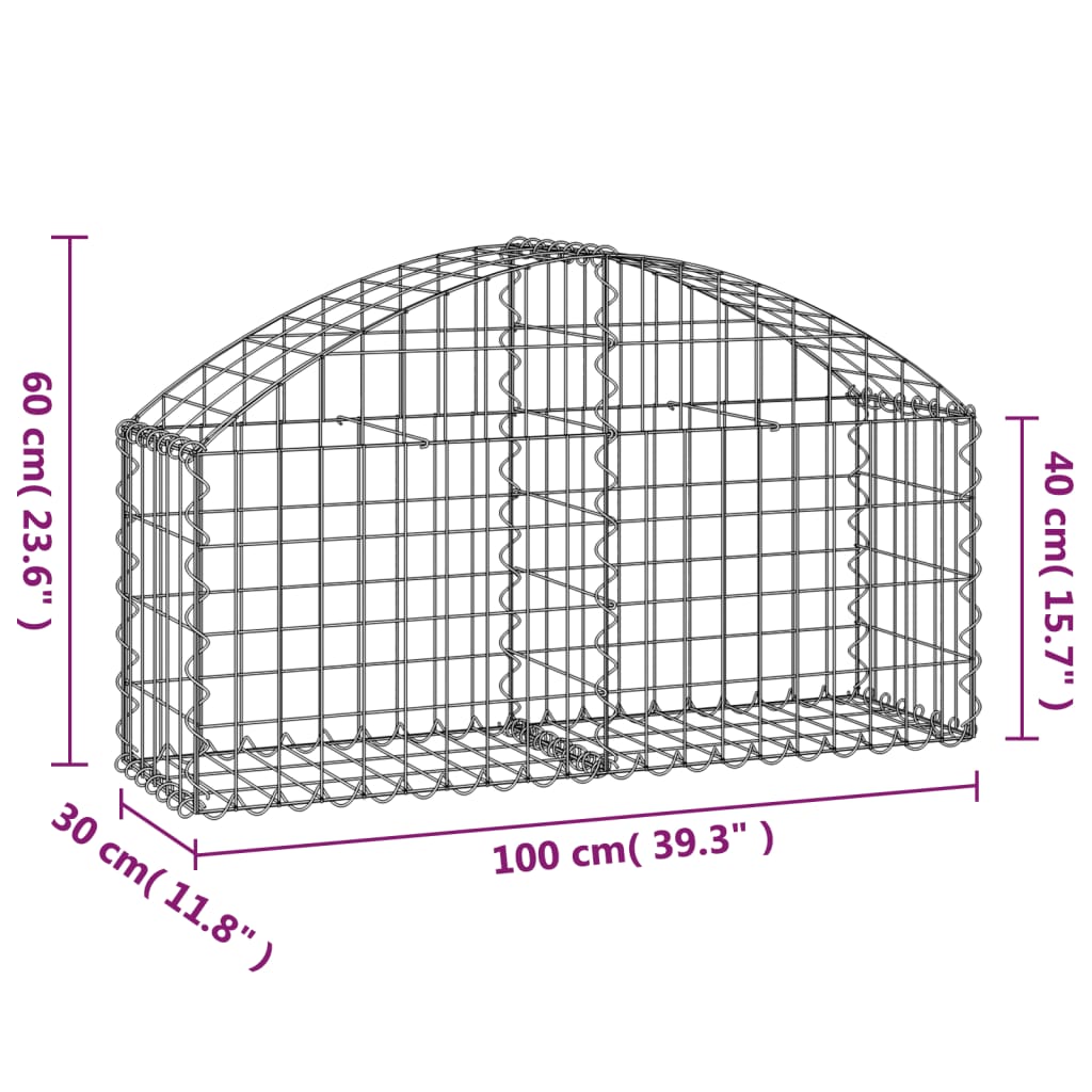 Coș gabion arcuit, 100x30x40/60 cm, fier galvanizat Lando - Lando