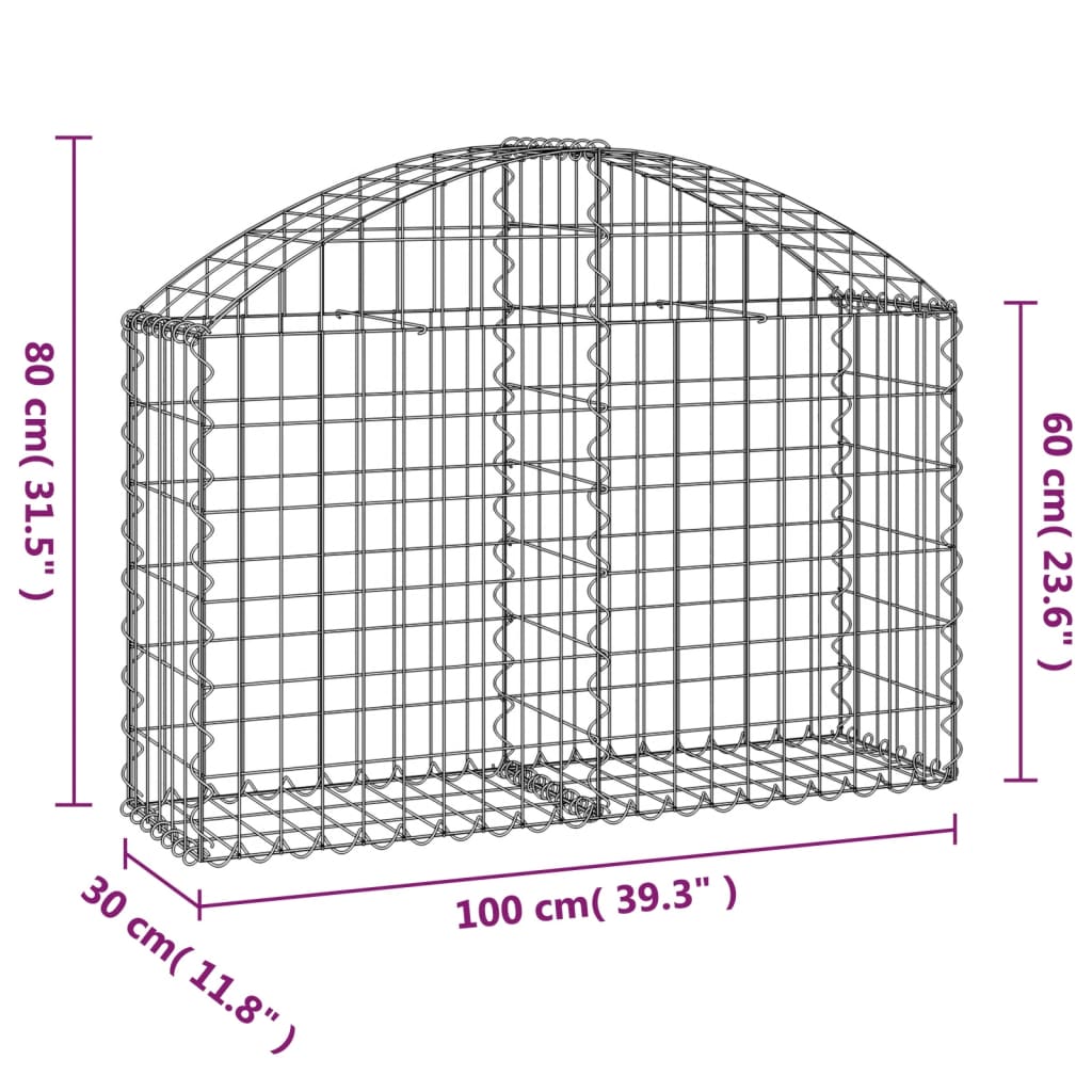 Coș gabion arcuit, 100x30x60/80 cm, fier galvanizat Lando - Lando