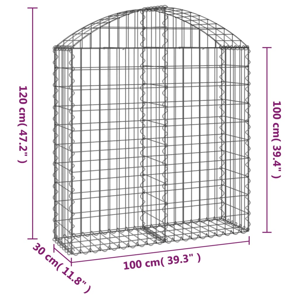 Coș gabion arcuit, 100x30x100/120 cm, fier galvanizat Lando - Lando