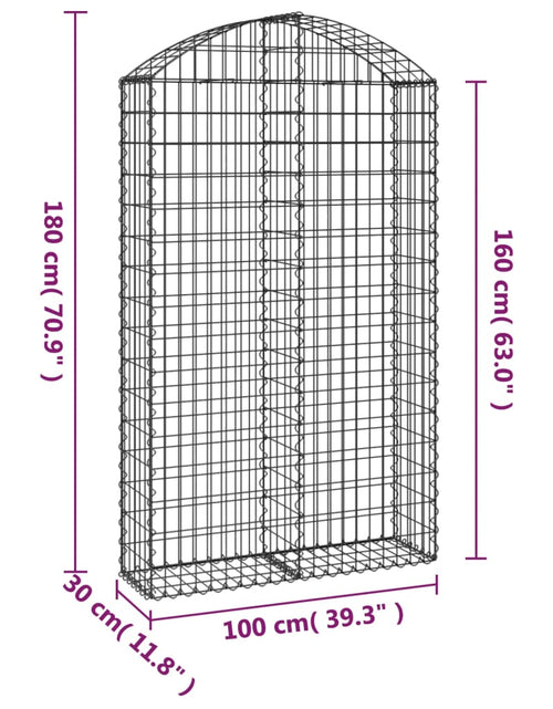 Încărcați imaginea în vizualizatorul Galerie, Coș gabion arcuit, 100x30x160/180 cm, fier galvanizat Lando - Lando
