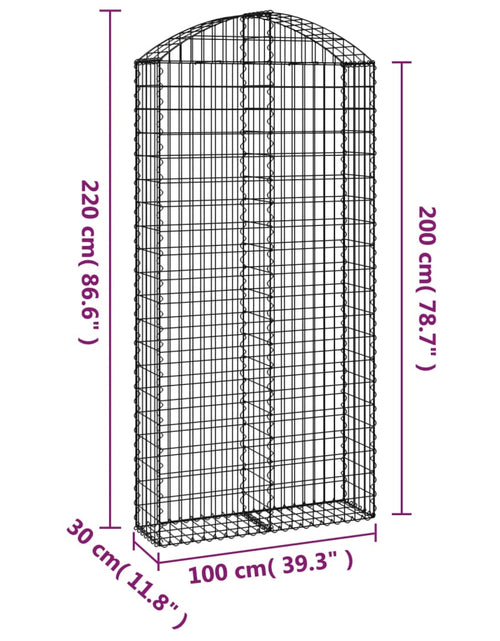 Загрузите изображение в средство просмотра галереи, Coș gabion arcuit, 100x30x200/220 cm, fier galvanizat Lando - Lando
