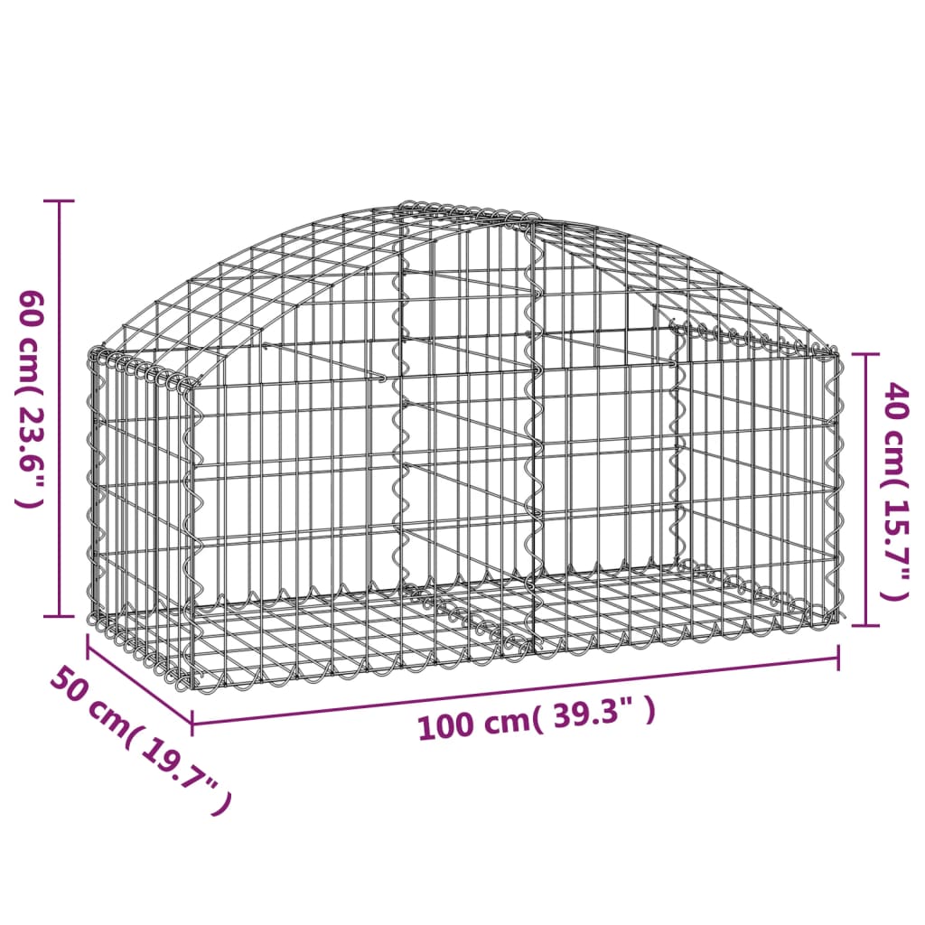 Coș gabion arcuit, 100x50x40/60 cm, fier galvanizat Lando - Lando