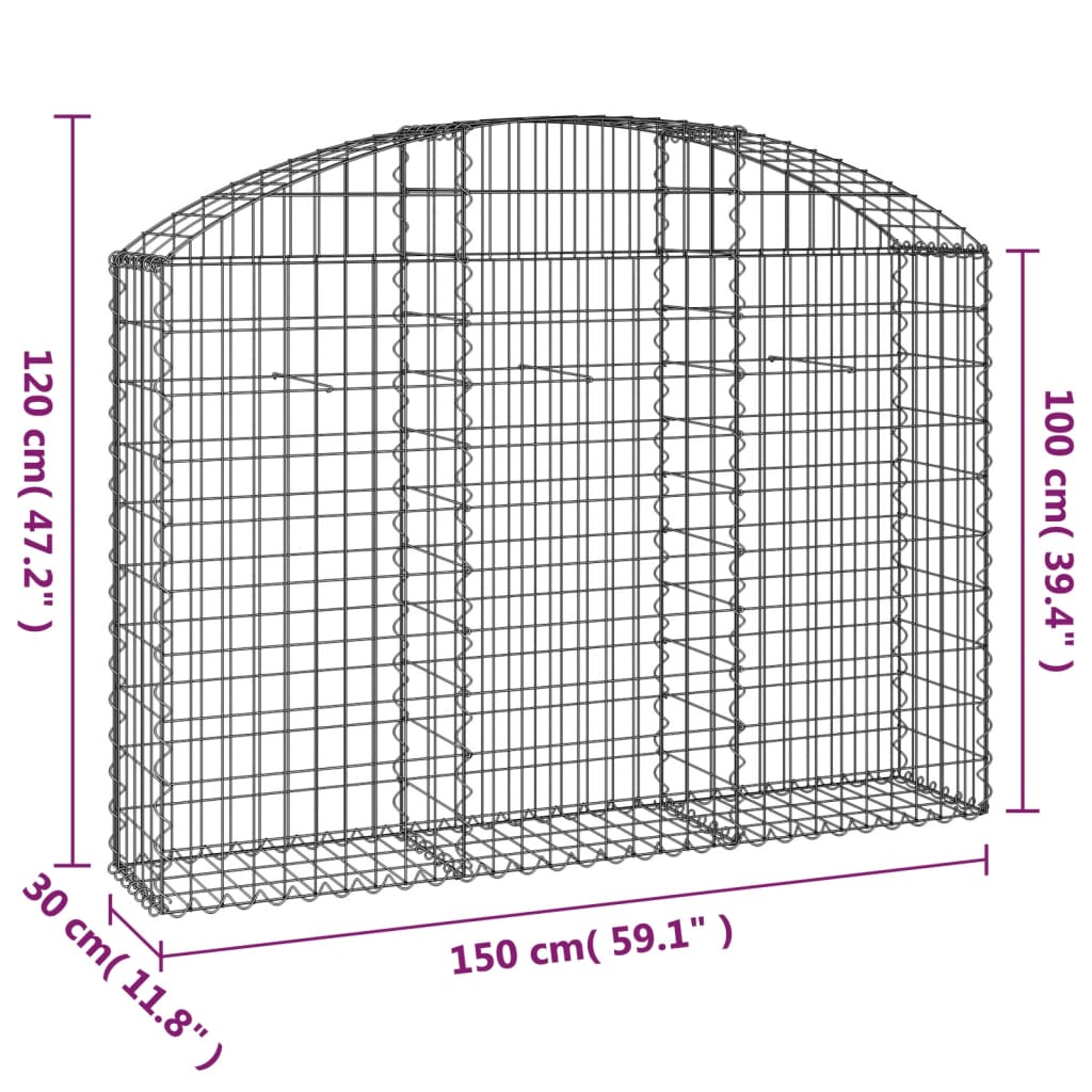 Coș gabion arcuit, 150x30x100/120 cm, fier galvanizat Lando - Lando