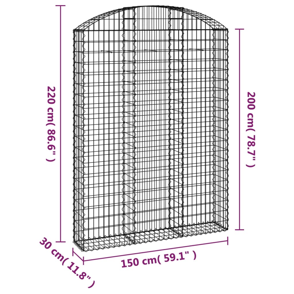 Coș gabion arcuit, 150x30x200/220 cm, fier galvanizat Lando - Lando