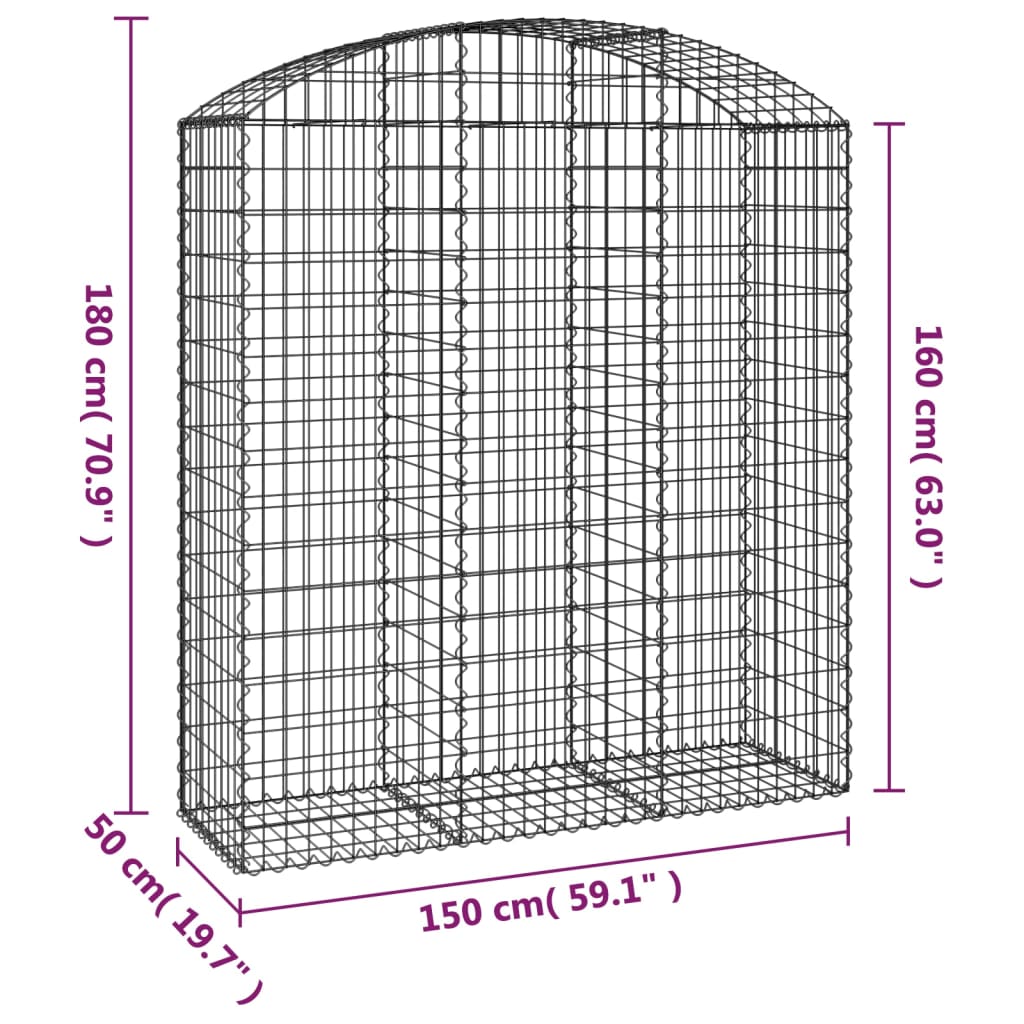 Coș gabion arcuit, 150x50x160/180 cm, fier galvanizat Lando - Lando