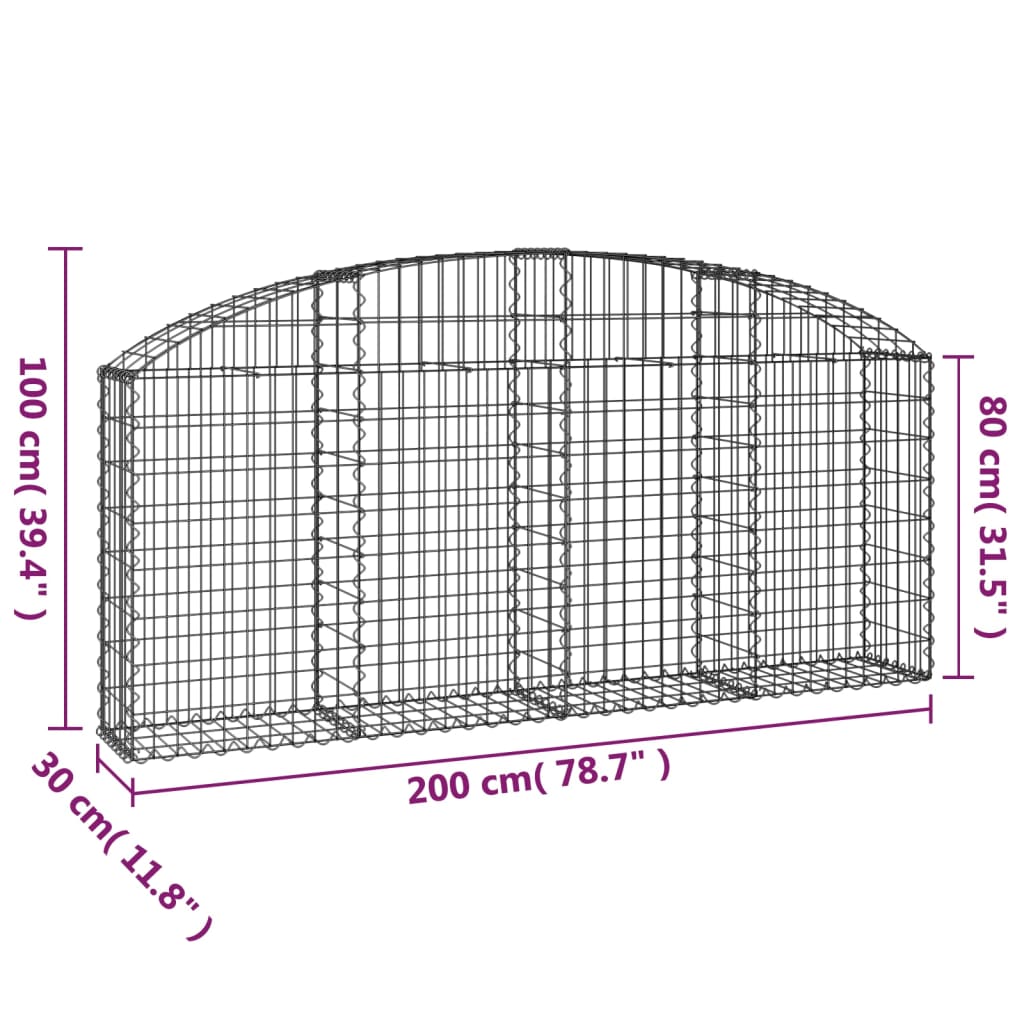 Coș gabion arcuit 200x30x80/100 cm fier galvanizat Lando - Lando