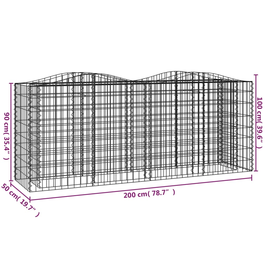 Strat înălțat cu gabion arcuit, 200x50x100 cm, fier galvanizat Lando - Lando