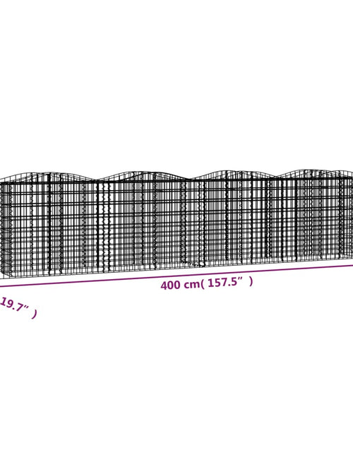 Загрузите изображение в средство просмотра галереи, Strat înălțat cu gabion arcuit, 400x50x100 cm, fier galvanizat Lando - Lando
