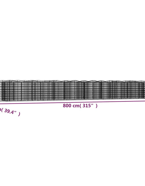 Încărcați imaginea în vizualizatorul Galerie, Strat înălțat cu gabion arcuit, 800x100x100 cm, fier galvanizat Lando - Lando
