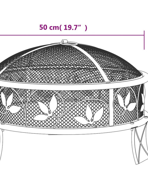 Загрузите изображение в средство просмотра галереи, Vatră de foc cu vătrai, 50 cm, oțel, XXL Lando - Lando
