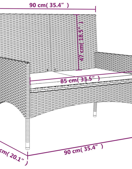 Încărcați imaginea în vizualizatorul Galerie, Bancă de grădină cu 2 locuri, cu perne, maro, poliratan - Lando
