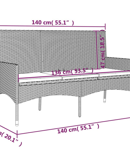 Încărcați imaginea în vizualizatorul Galerie, Bancă de grădină cu 3 locuri, cu perne, gri, poliratan - Lando
