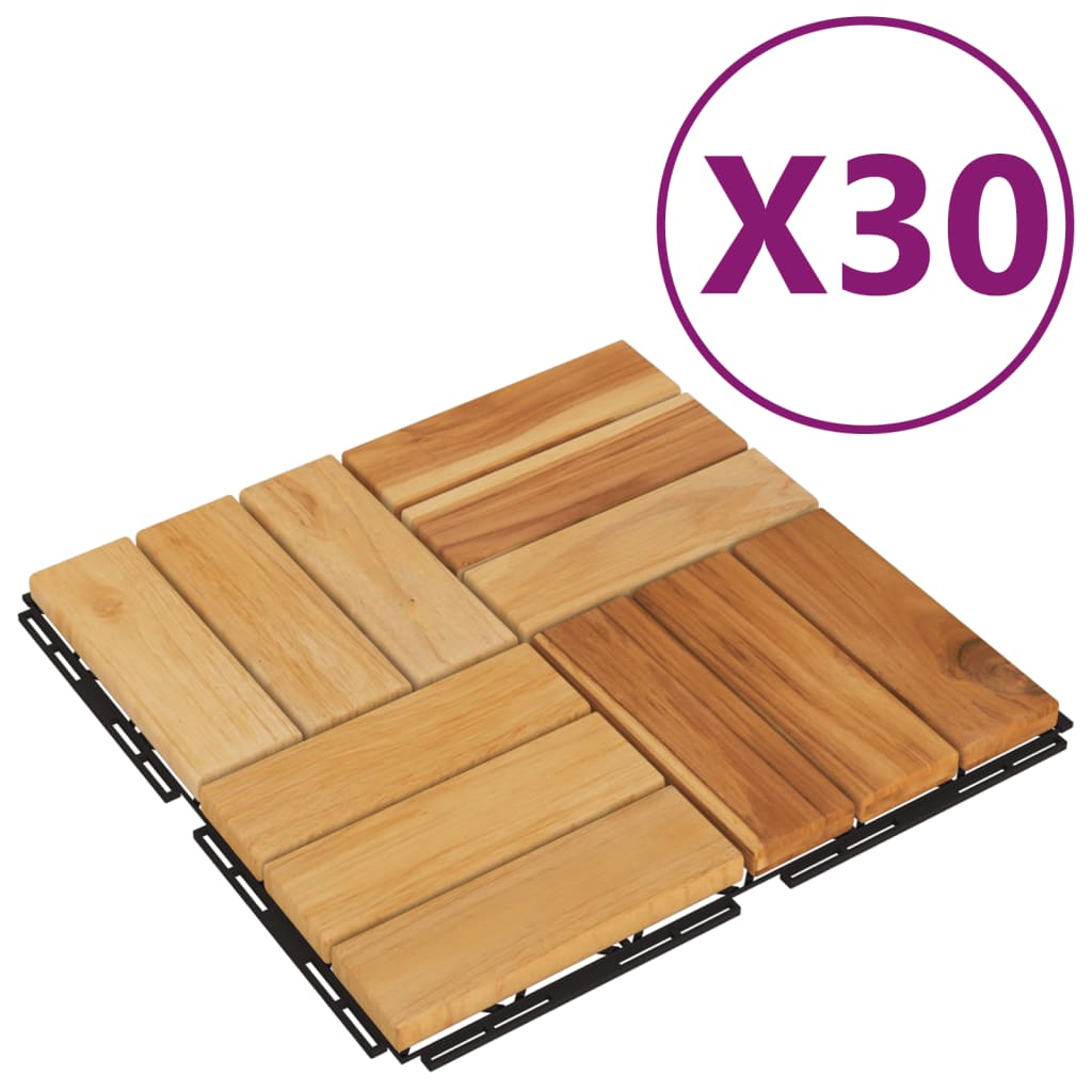 Plăci de pardoseală, 30 buc., 30x30 cm, lemn masiv de tec - Lando