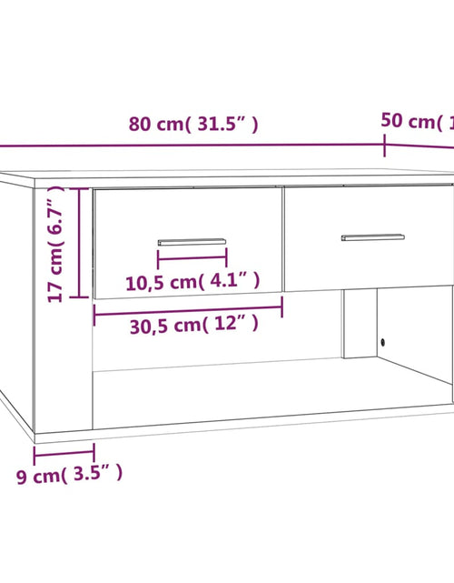 Загрузите изображение в средство просмотра галереи, Măsuță de cafea, stejar fumuriu, 80x50x40 cm, lemn prelucrat Lando - Lando
