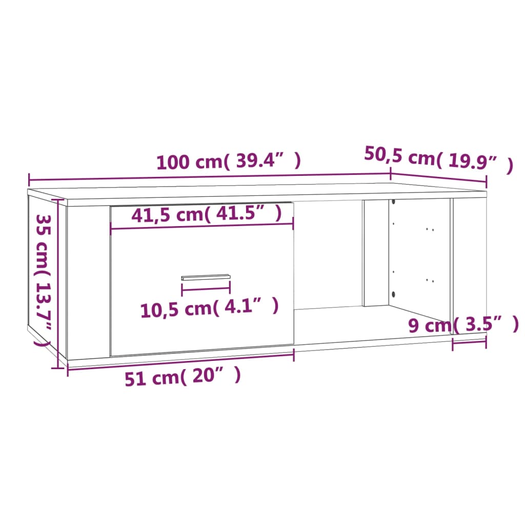 Măsuță de cafea, gri beton, 100x50,5x35 cm, lemn compozit Lando - Lando