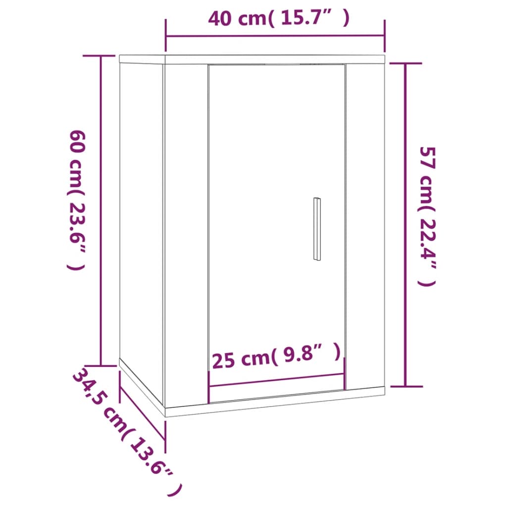 Dulap TV montat pe perete, gri sonoma, 40x34,5x60 cm Lando - Lando