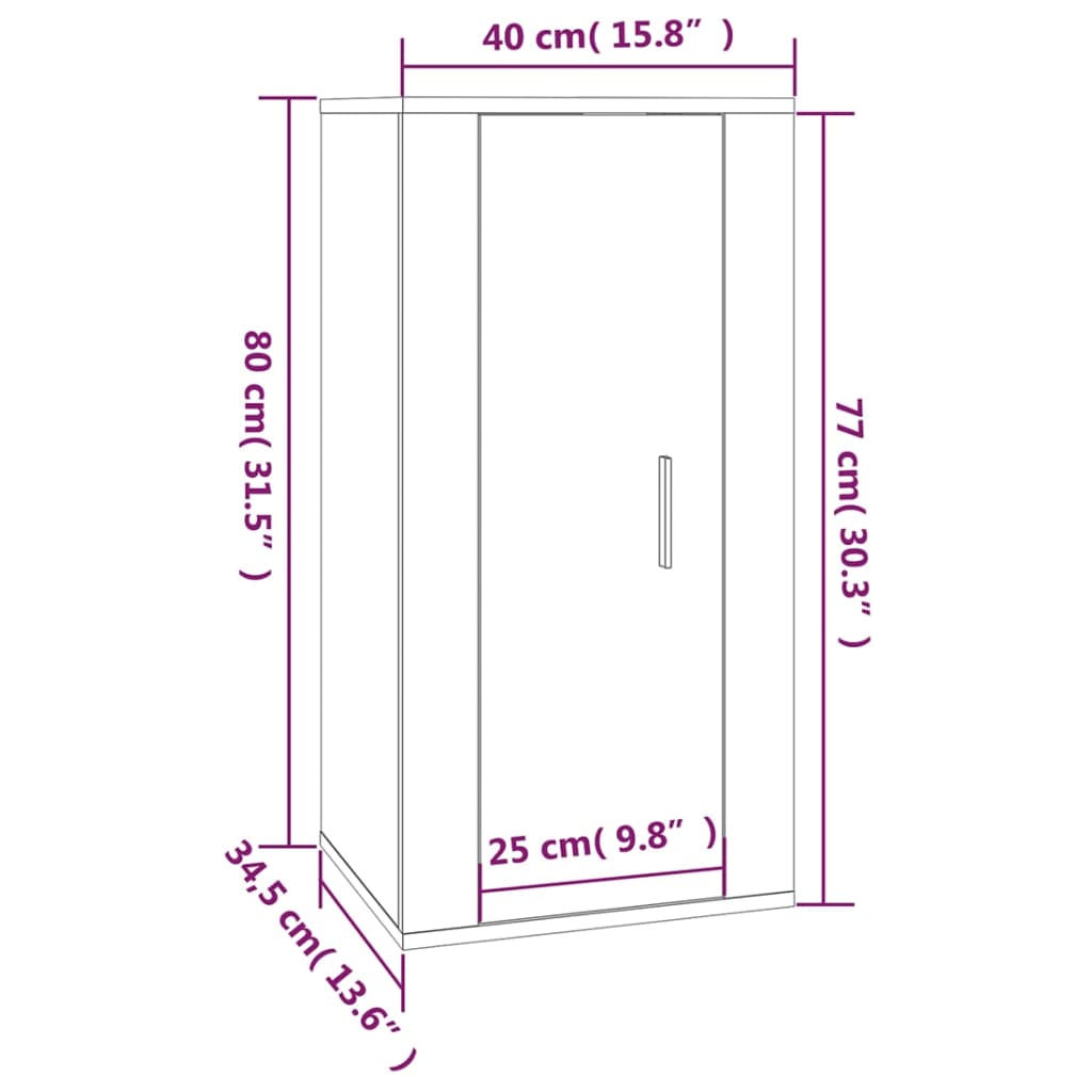 Dulap TV montat pe perete, alb, 40x34,5x80 cm Lando - Lando