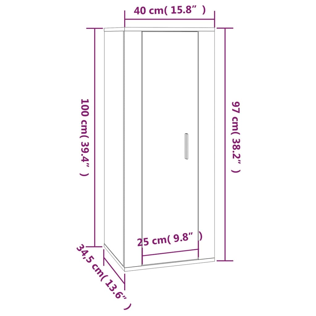 Dulap TV montat pe perete, negru, 40x34,5x100 cm Lando - Lando