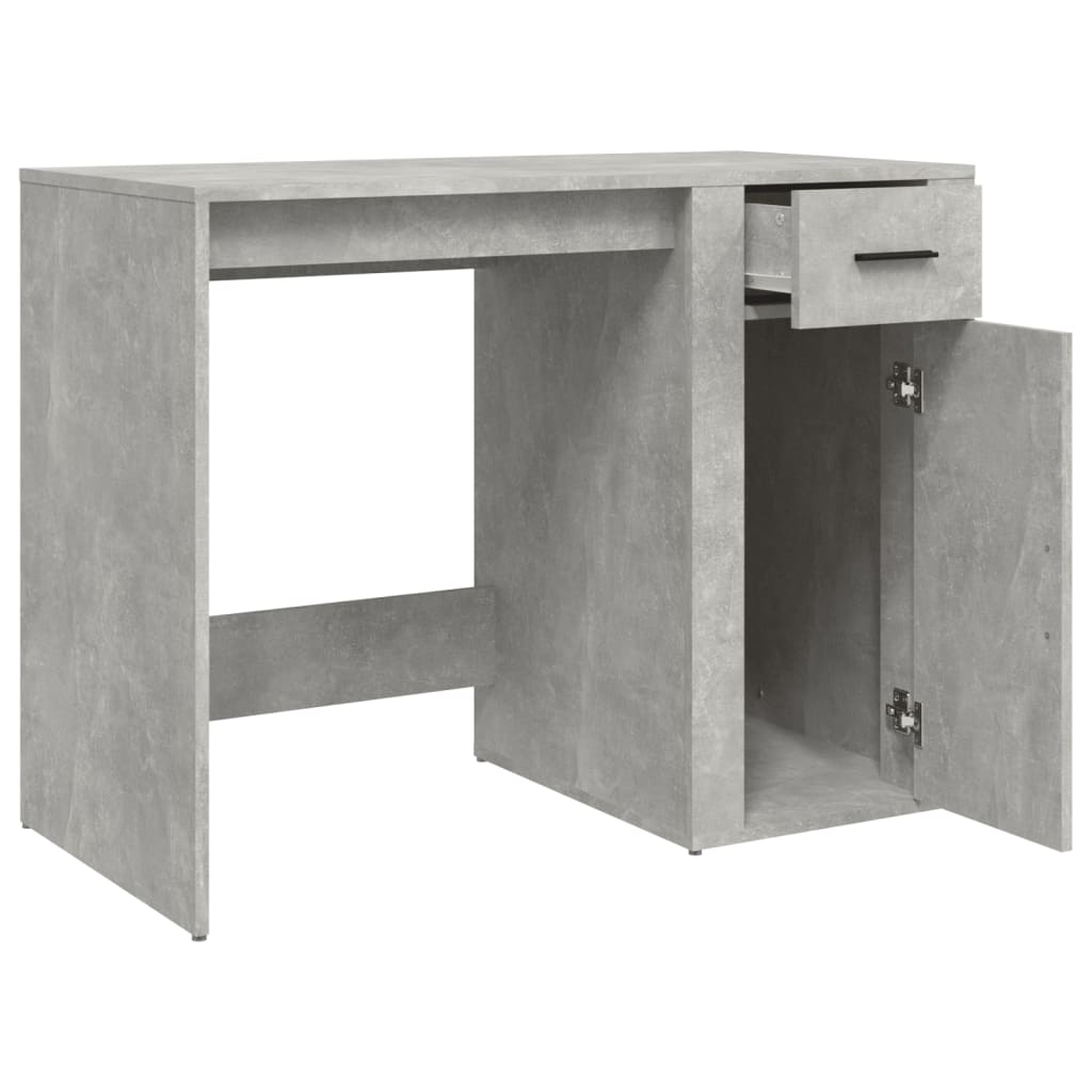 Birou, gri beton, 100x49x75 cm, lemn prelucrat - Lando