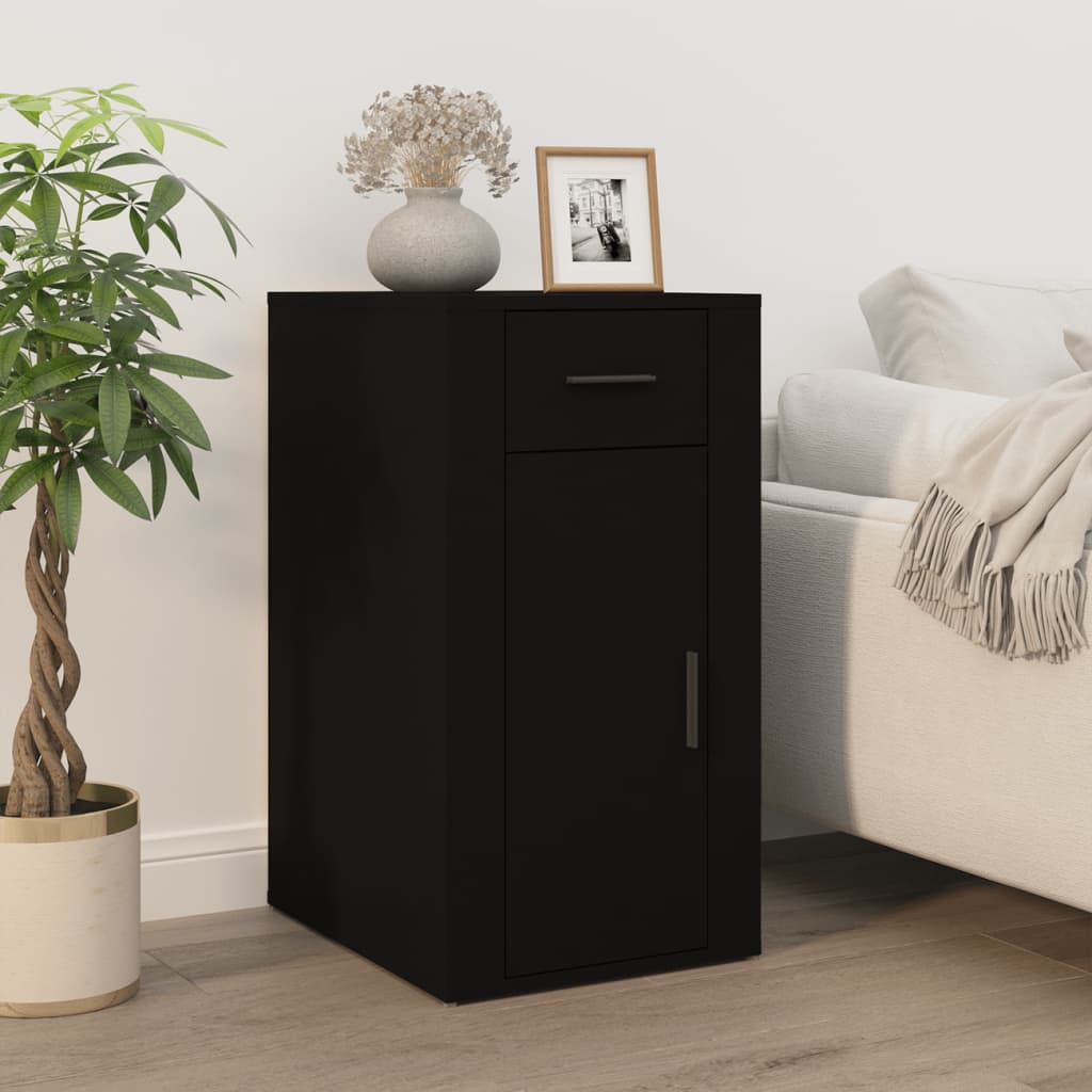 Dulap de birou, negru, 40x49x75 cm, lemn prelucrat - Lando