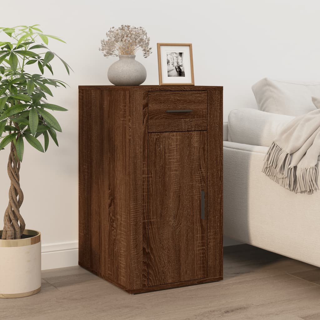 Dulap de birou, stejar maro, 40x49x75 cm, lemn prelucrat - Lando