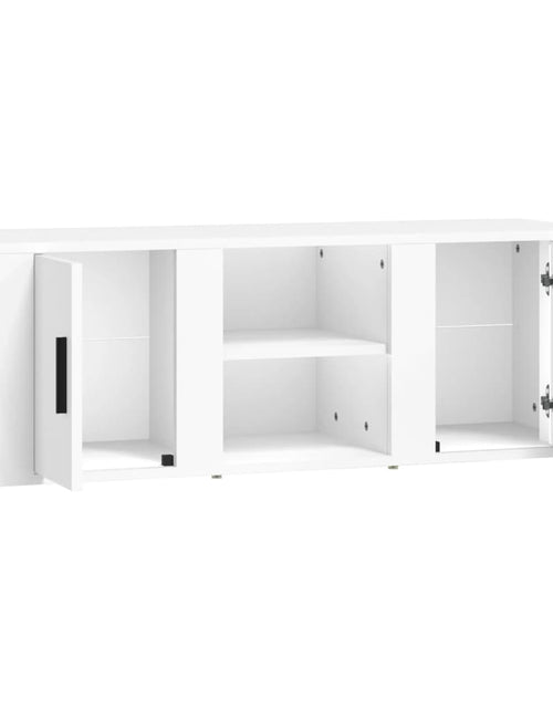 Încărcați imaginea în vizualizatorul Galerie, Comodă TV, alb, 100x31,5x35 cm, lemn prelucrat Lando - Lando
