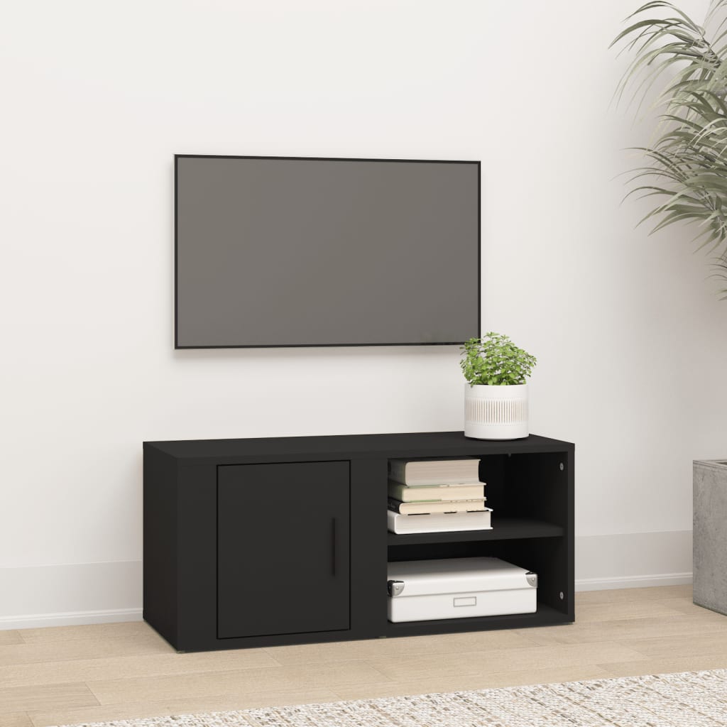 Comodă TV, negru, 80x31,5x36 cm, lemn prelucrat Lando - Lando