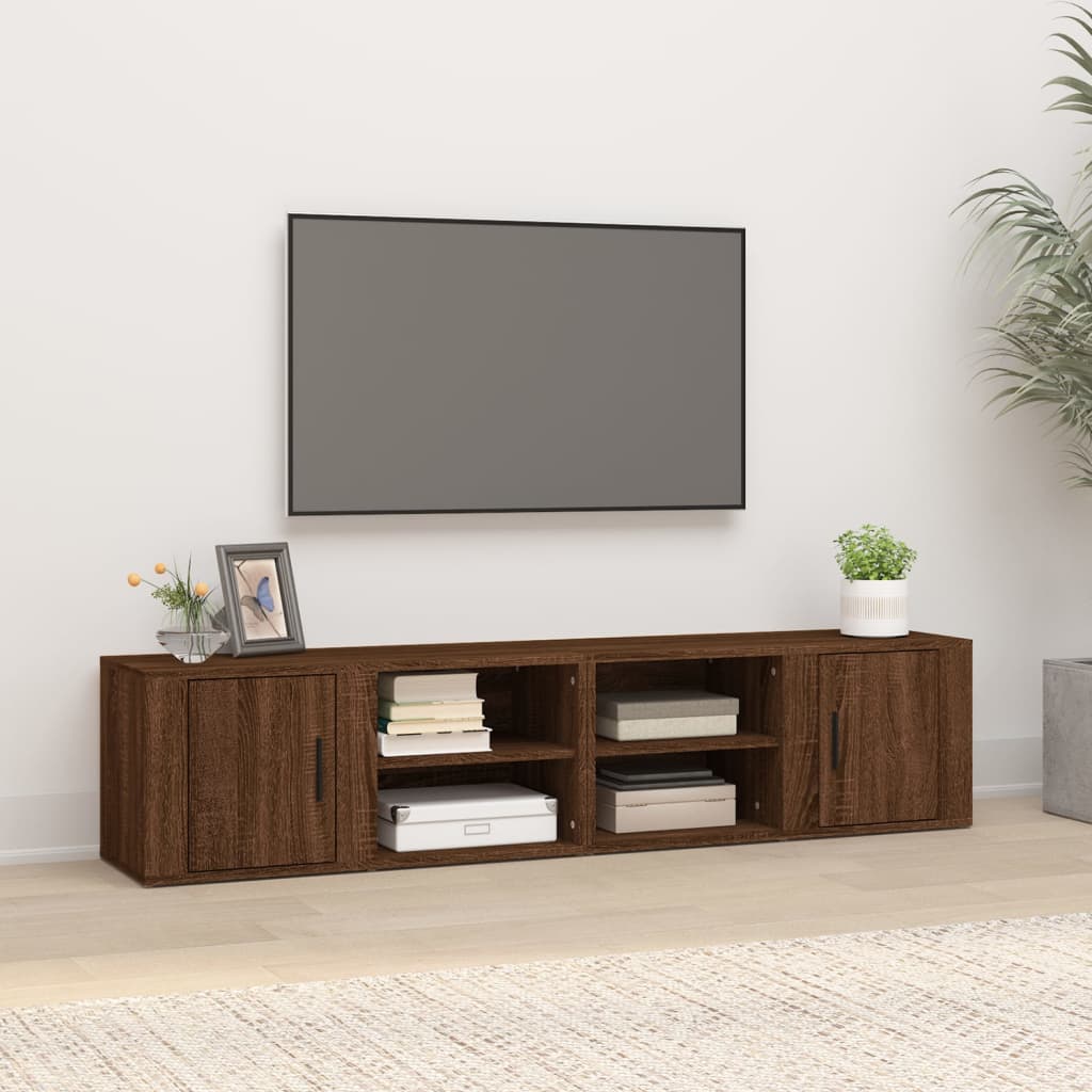 Comode TV, 2 buc., stejar maro, 80x31,5x36 cm, lemn prelucrat Lando - Lando