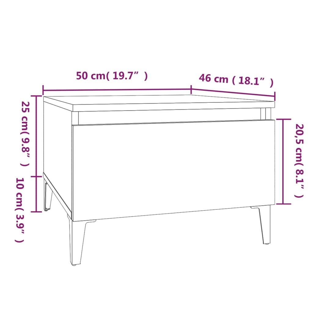 Mese laterale 2 buc. alb extralucios 50x46x35 cm lemn compozit Lando - Lando