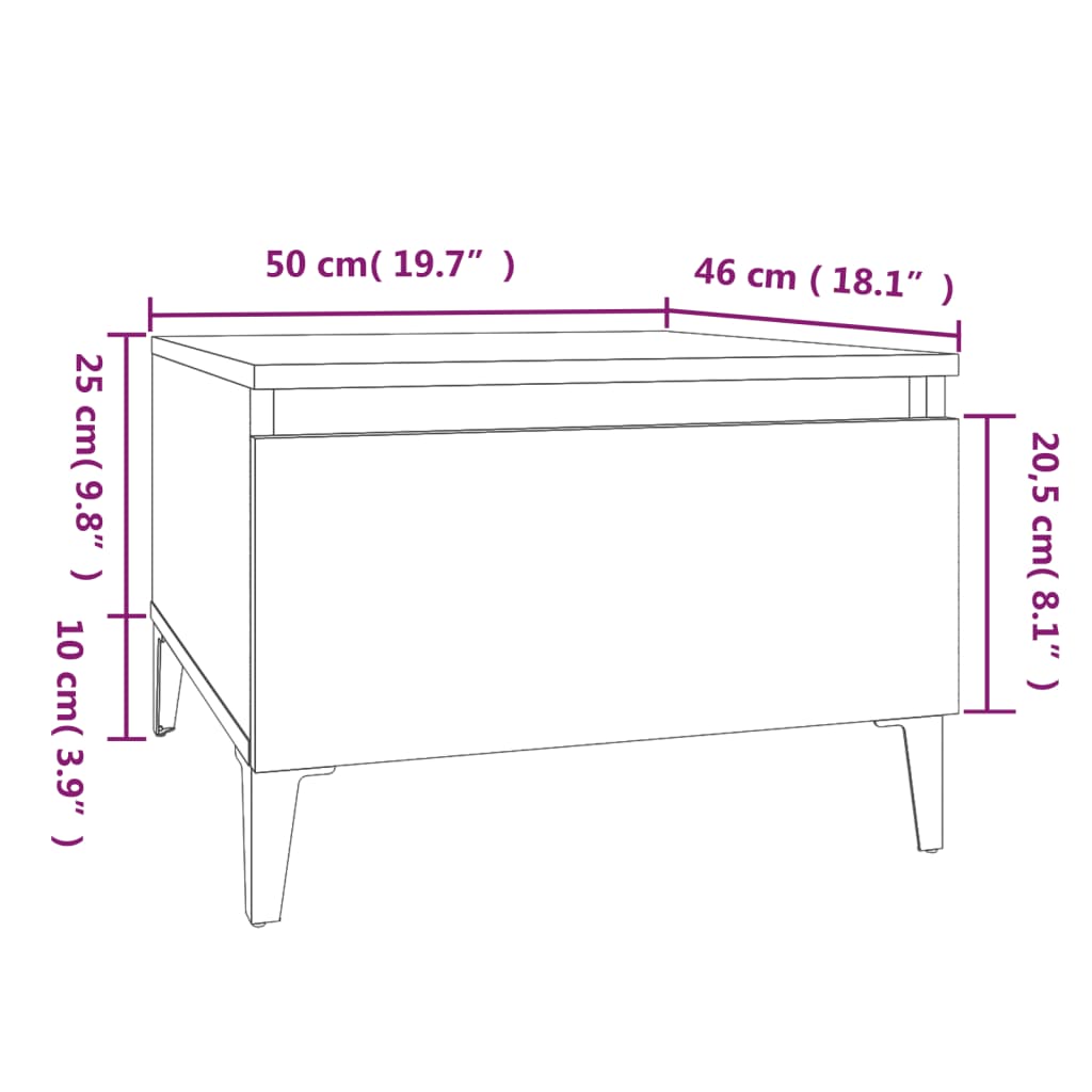 Mese laterale, 2 buc., gri beton, 50x46x35 cm, lemn compozit Lando - Lando