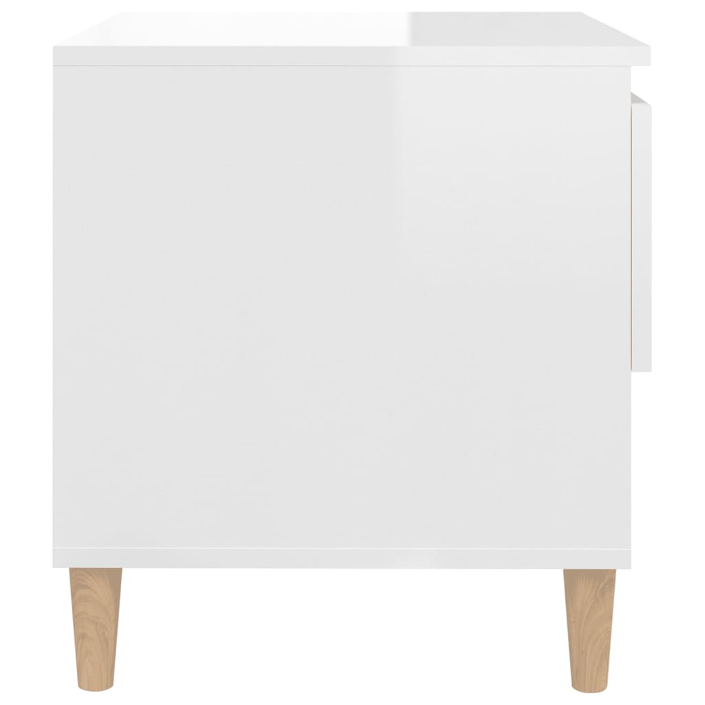 Noptiere, 2 buc., alb extralucios, 50x46x50 cm, lemn prelucrat - Lando