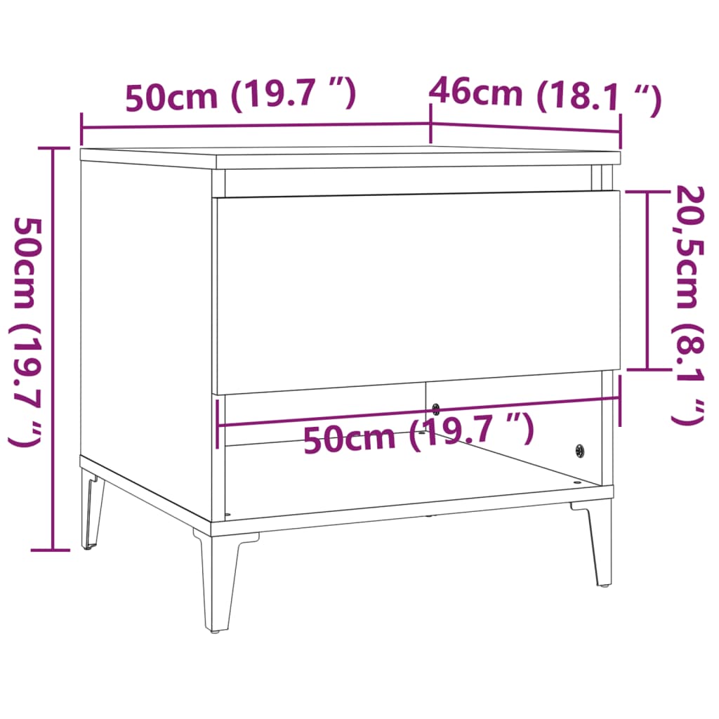 Mese laterale, 2 buc., negru, 50x46x50 cm, lemn compozit Lando