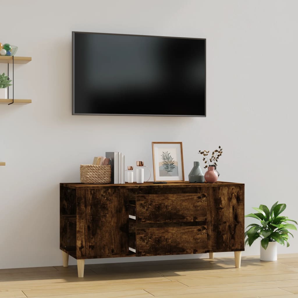 Comodă TV, stejar fumuriu, 102x44,5x50 cm, lemn prelucrat Lando - Lando