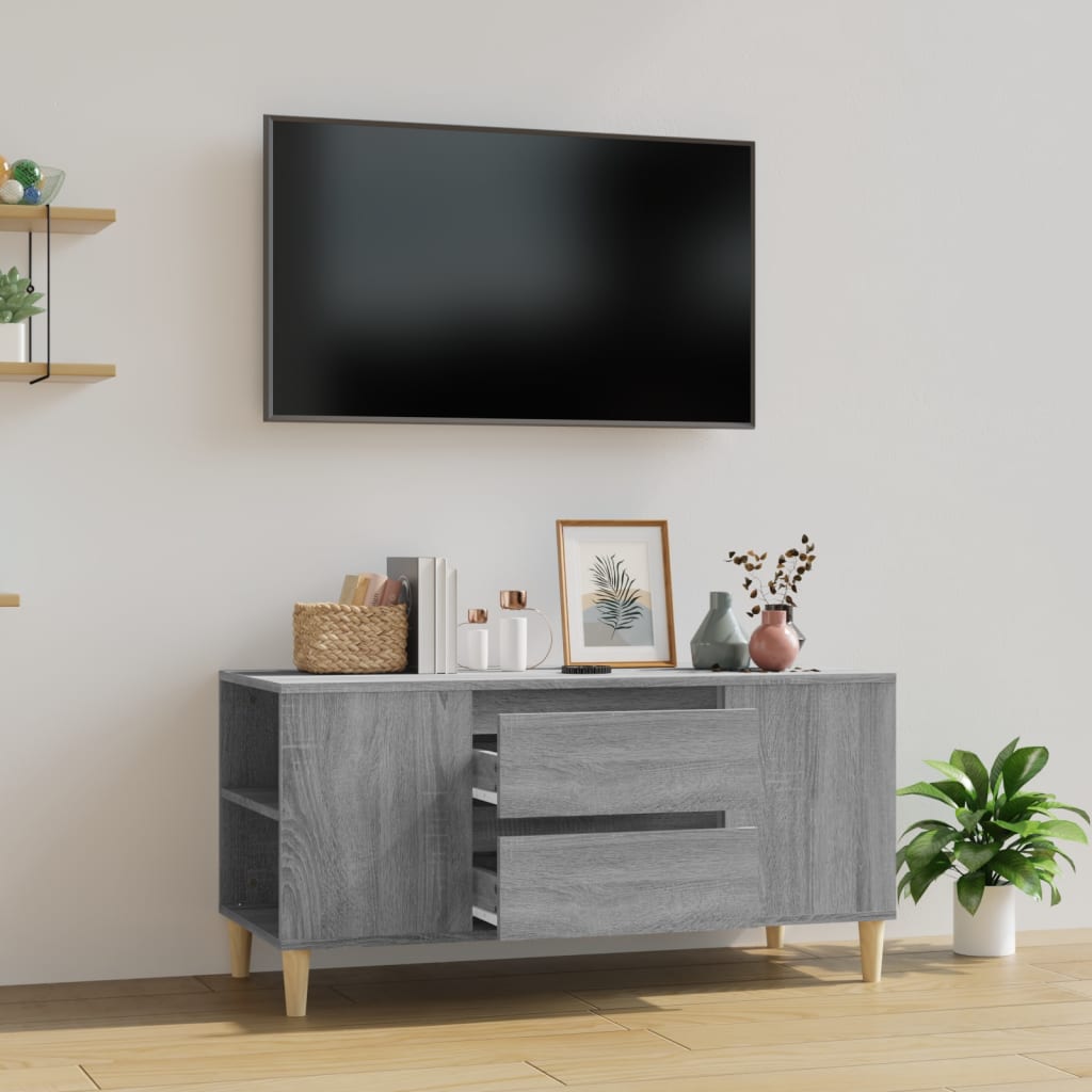 Comodă TV, gri sonoma, 102x44,5x50 cm, lemn prelucrat Lando - Lando