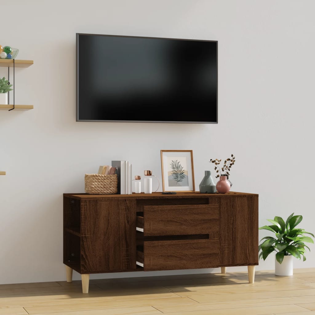 Comodă TV, stejar maro, 102x44,5x50 cm, lemn prelucrat Lando - Lando