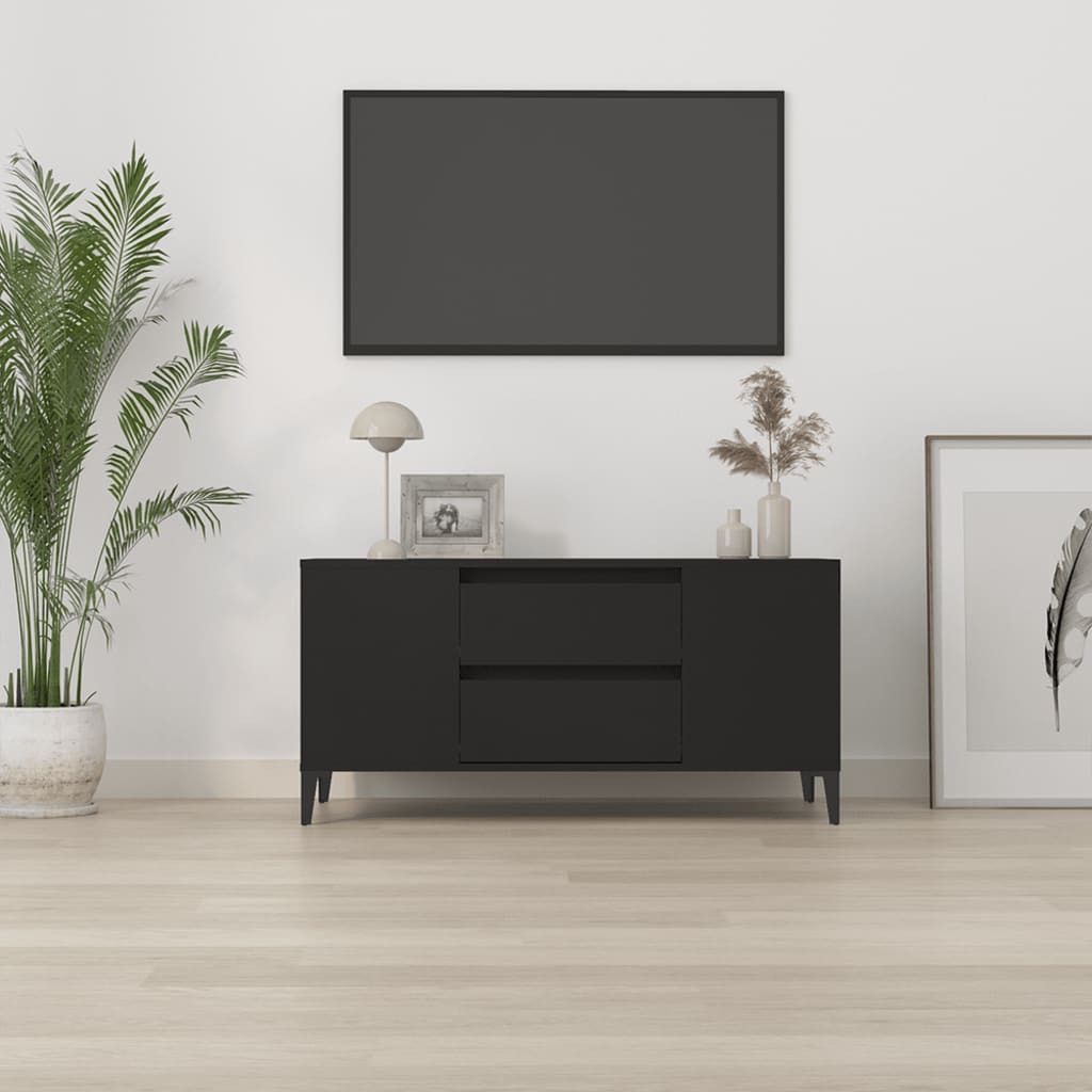 Comodă TV, negru, 102x44,5x50 cm, lemn prelucrat Lando - Lando