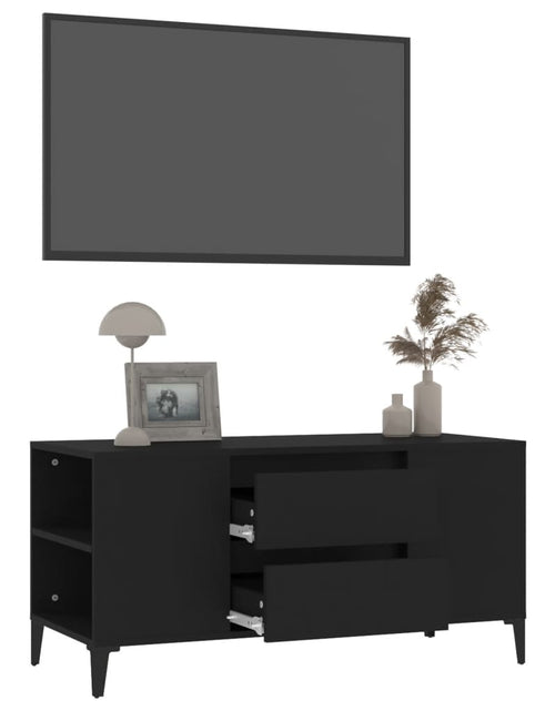 Încărcați imaginea în vizualizatorul Galerie, Comodă TV, negru, 102x44,5x50 cm, lemn prelucrat Lando - Lando
