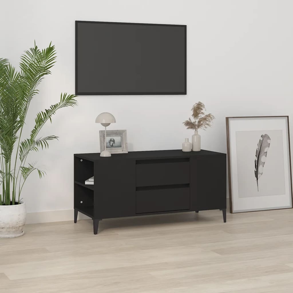 Comodă TV, negru, 102x44,5x50 cm, lemn prelucrat Lando - Lando