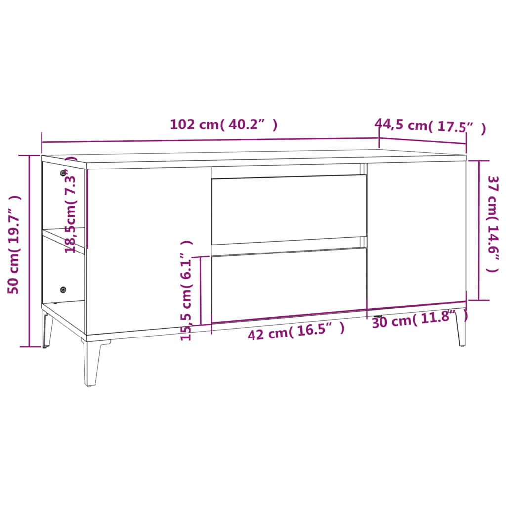 Comodă TV, stejar sonoma, 102x44,5x50 cm, lemn prelucrat Lando - Lando