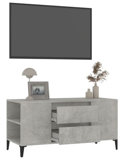 Загрузите изображение в средство просмотра галереи, Comodă TV, gri beton, 102x44,5x50 cm, lemn prelucrat Lando - Lando
