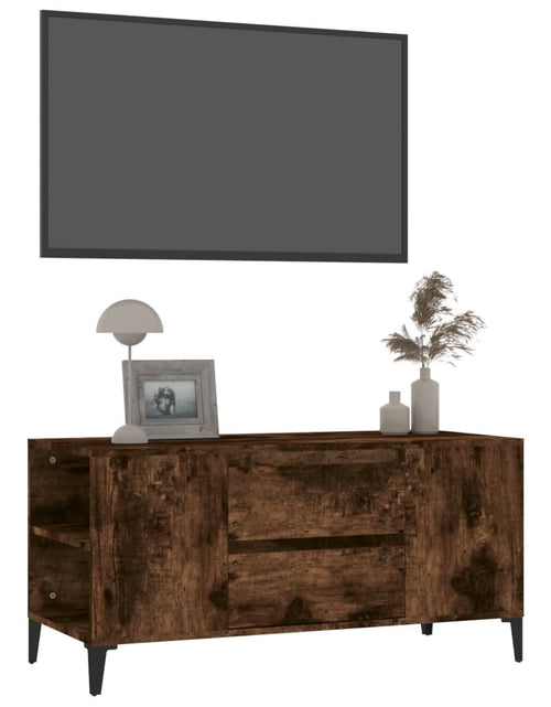 Încărcați imaginea în vizualizatorul Galerie, Comodă TV, stejar fumuriu, 102x44,5x50 cm, lemn prelucrat Lando - Lando
