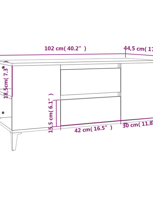 Загрузите изображение в средство просмотра галереи, Comodă TV, stejar fumuriu, 102x44,5x50 cm, lemn prelucrat Lando - Lando
