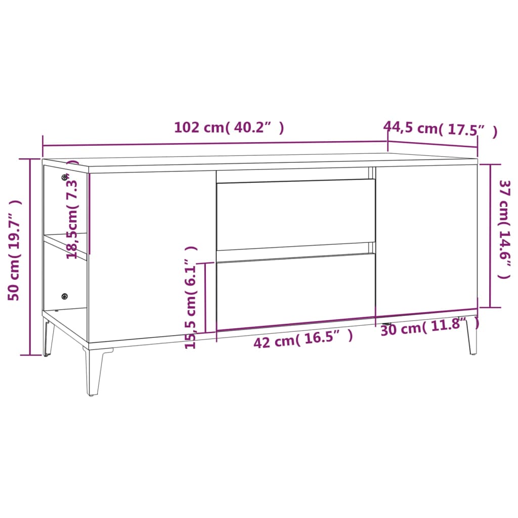 Comodă TV, stejar maro, 102x44,5x50 cm, lemn prelucrat Lando - Lando