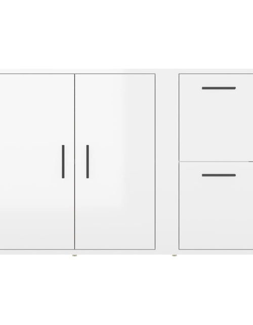 Загрузите изображение в средство просмотра галереи, Servantă, alb extralucios, 100x33x59,5 cm, lemn compozit Lando - Lando

