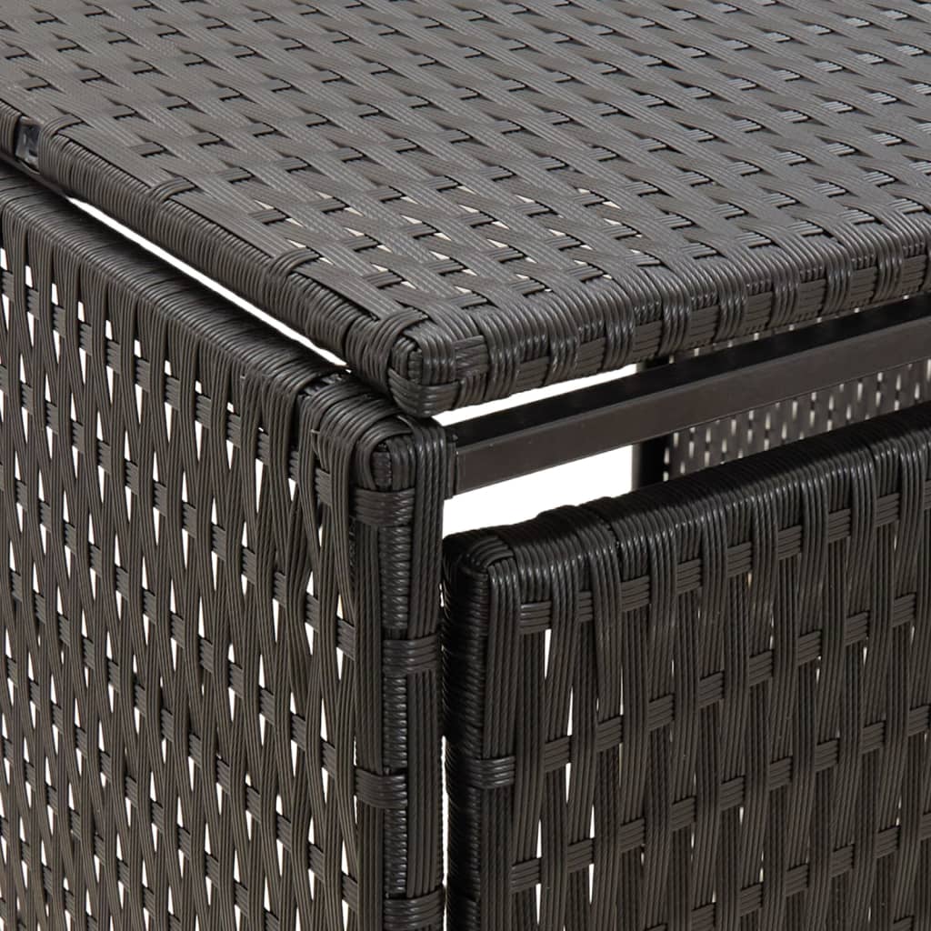 Magazie de pubele cvadruplă, negru, 274x80x117 cm, poliratan - Lando