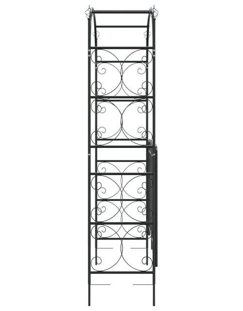 Încărcați imaginea în vizualizatorul Galerie, Arcadă de grădină cu poartă, negru, 108x45x235 cm oțel - Lando
