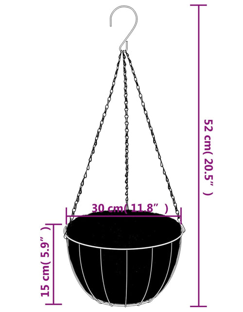 Încărcați imaginea în vizualizatorul Galerie, Jardiniere suspendate căptușeală cocos 4 buc. Ø 30x52cm oțel - Lando
