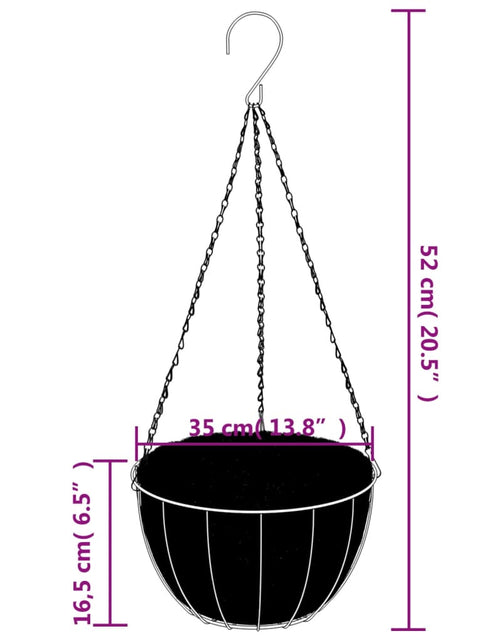 Încărcați imaginea în vizualizatorul Galerie, Jardiniere suspendate căptușeală cocos 4buc negru Ø35x52cm oțel - Lando
