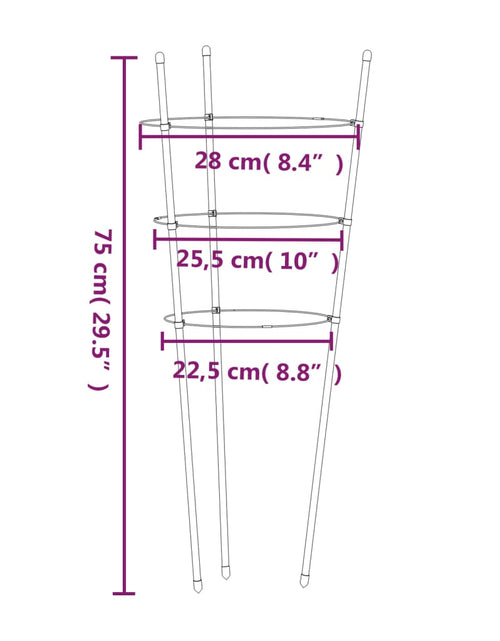 Încărcați imaginea în vizualizatorul Galerie, Suport plante de grădină cu 3 inele, 5 buc, verde, 45 cm,
