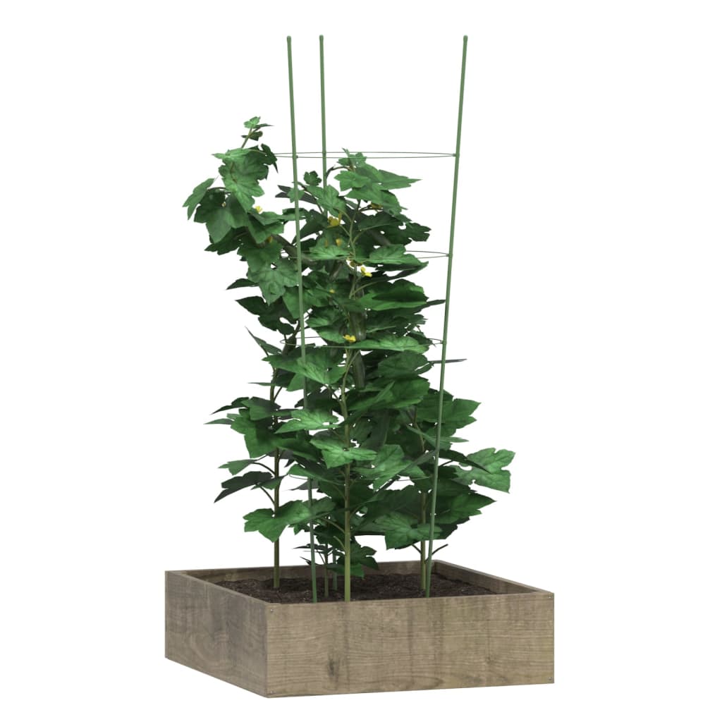 Suport plante de grădină cu 4 inele, 5 buc, verde, 45 cm, oțel - Lando